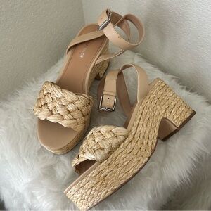 Marc Fisher Tan Braided Platform Sandals